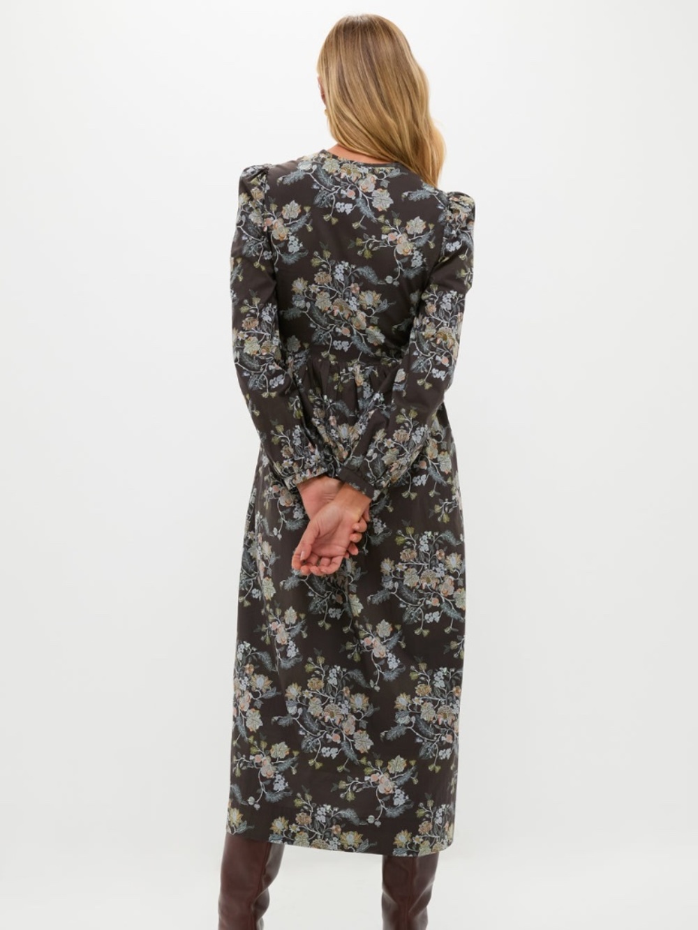 Hyacinth House Oslo Midi Dress Brown Multi Floral Size XL - Picture 4 of 9